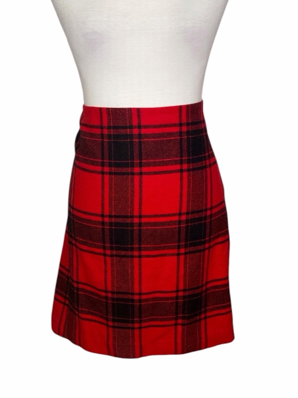 Talbots Red and Black Plaid Mini Skirt